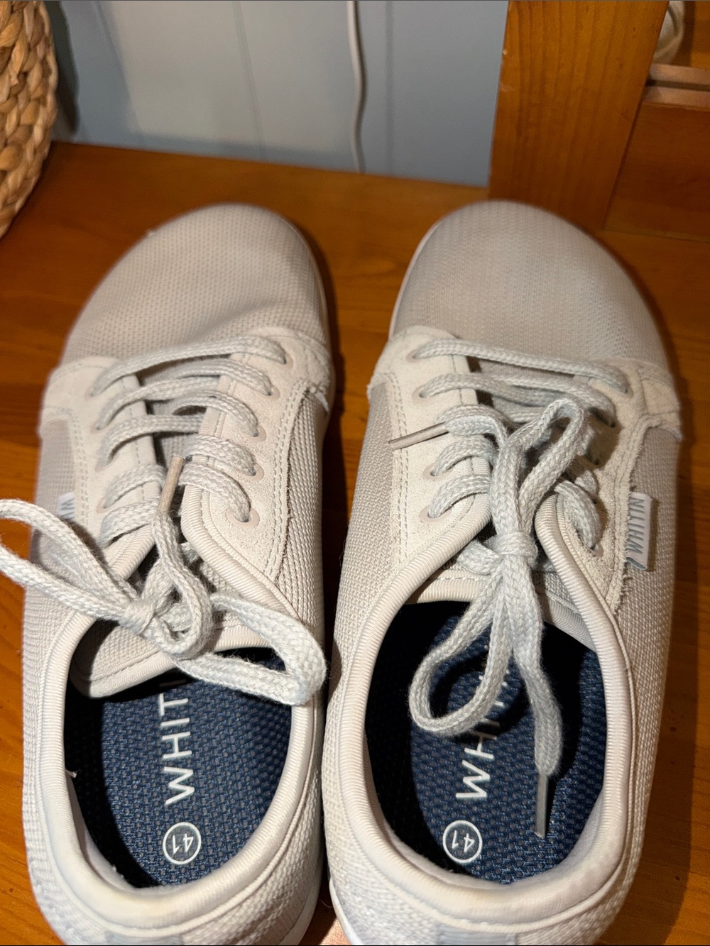 WHITIN Light Gray Knit Lace-Up Barefoot Wide Tow Box Sneakers - Picture 3 of 6